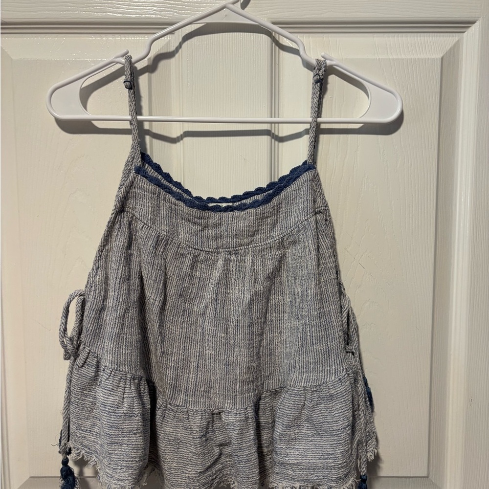 Aerie Blue and Gray Textured Knit Top